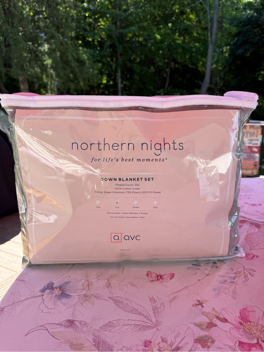 QVC Northern Nights Green  Down Blanket Set - Soft  100 % Cotton Cover -